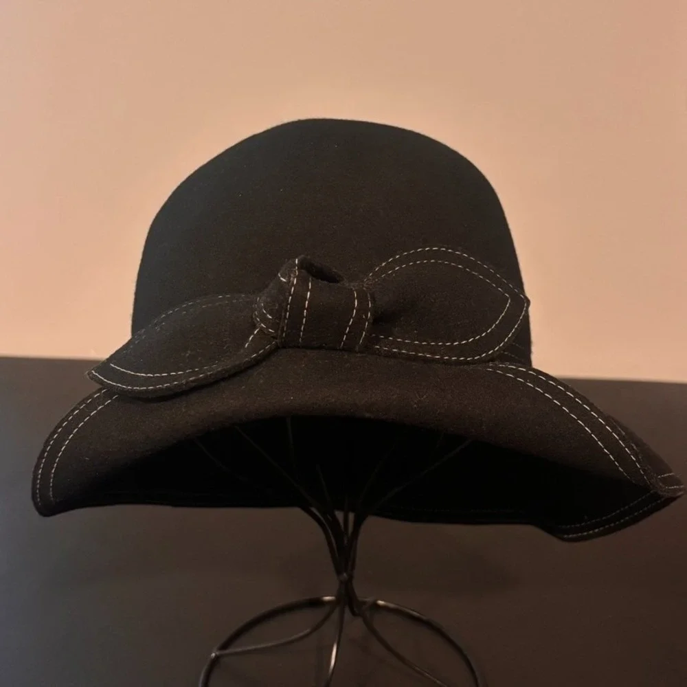 Eric Javits Womens Black Wool Bow Retro Water Repellent Hat USA Classic - Picture 4 of 8